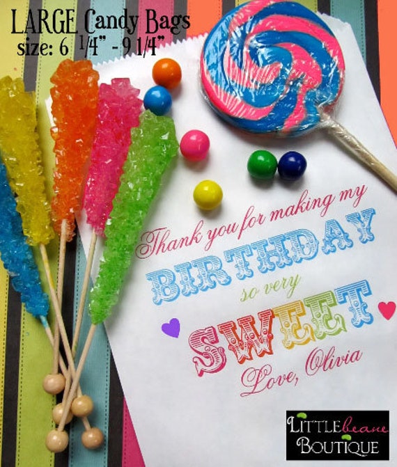 LARGE Personalized Candy Bags, Choose any Design in my Shop, Birthday Favor bags, Candy Buffet bags, Birthday party, Sweets, Treats Il_570xn
