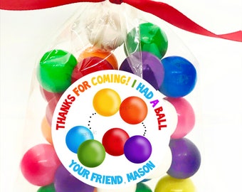 Ball Pit Stickers - Kids Bouncy Ball Labels - Ball Birthday Party - Party Favor Labels - sets of 12