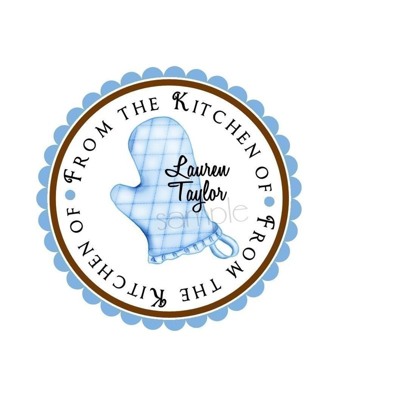 Personalized baking labels, kitchen baking stickers, custom baking labels, kitchen stickers, Oven Mitt Labels, Homemade by, Baked with Love blue