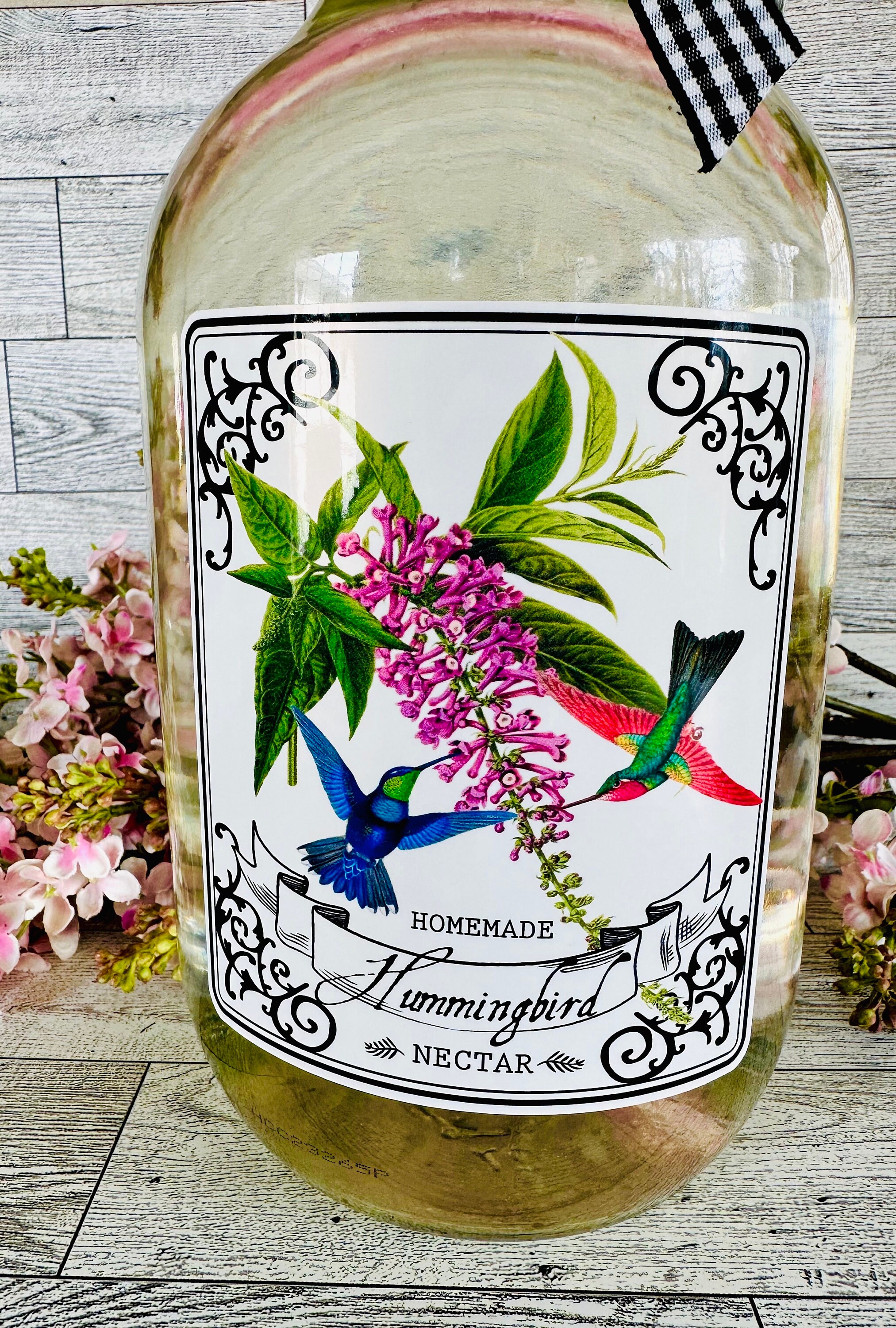 Hummingbird Nectar Labels, Homemade Hummingbird Sugar Water Bottle ...