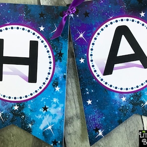 Galaxy Birthday Banner, Galactic Banner, Galaxy Birthday Party, Out of this World Pennant banner, Party Supplies, Party decorations