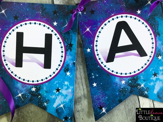 Galaxy Birthday Banner, Galactic Banner, Galaxy Birthday Party, Out of this World Pennant banner, Party Supplies, Party decorations Il_570xn
