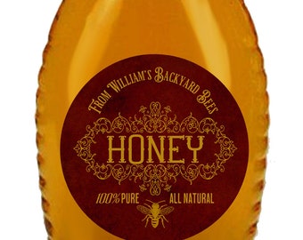 Custom Honey Jar Labels, Personalized Honey Jar Stickers, Honeycomb labels, mason jar labels, Canning labels, Burgundy and Gold