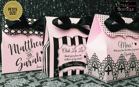 Little French party boxes, Paris Birthday Party, Paris Favor boxes, French Wedding favor box, Pink and black, French favors, Treat box Il_570xn