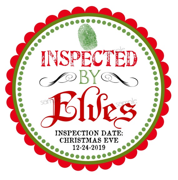 Christmas Elf Stickers Inspected by Elves Kids Christmas | Etsy