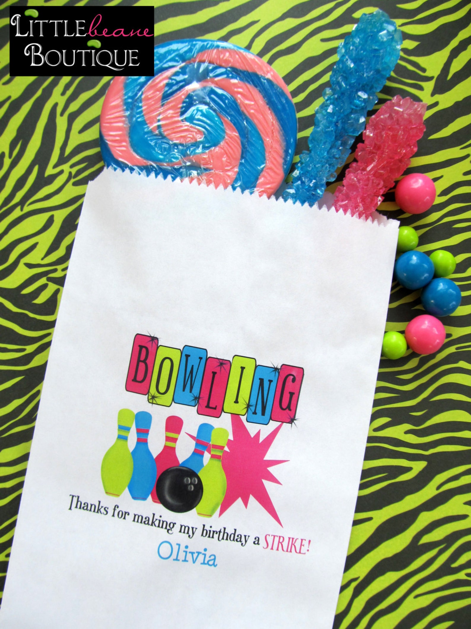 Bowling Favor Bags Bowling Candy Bagsbowling Favor Bags Etsy