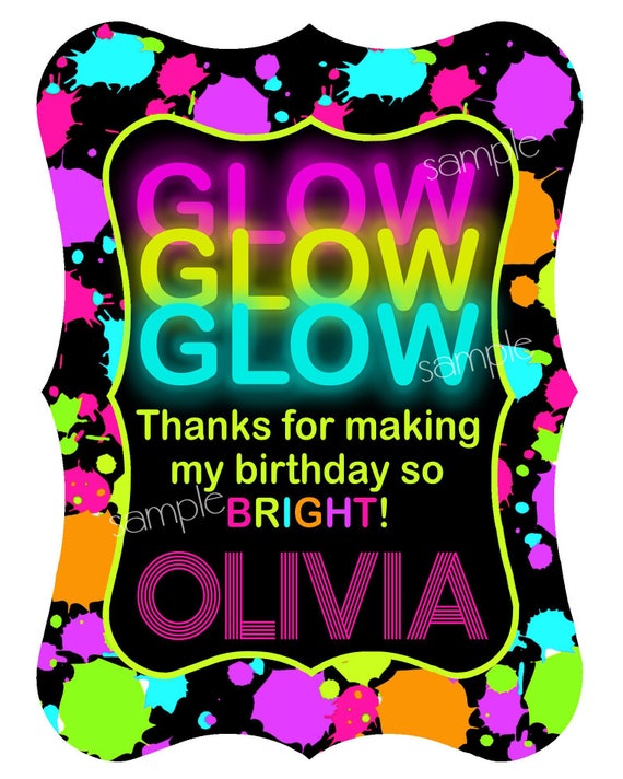 Colorful Neon Birthday Party Stickers Or Favor Tags Colorful Neon Birthday Party Stickers Or Favor Tags