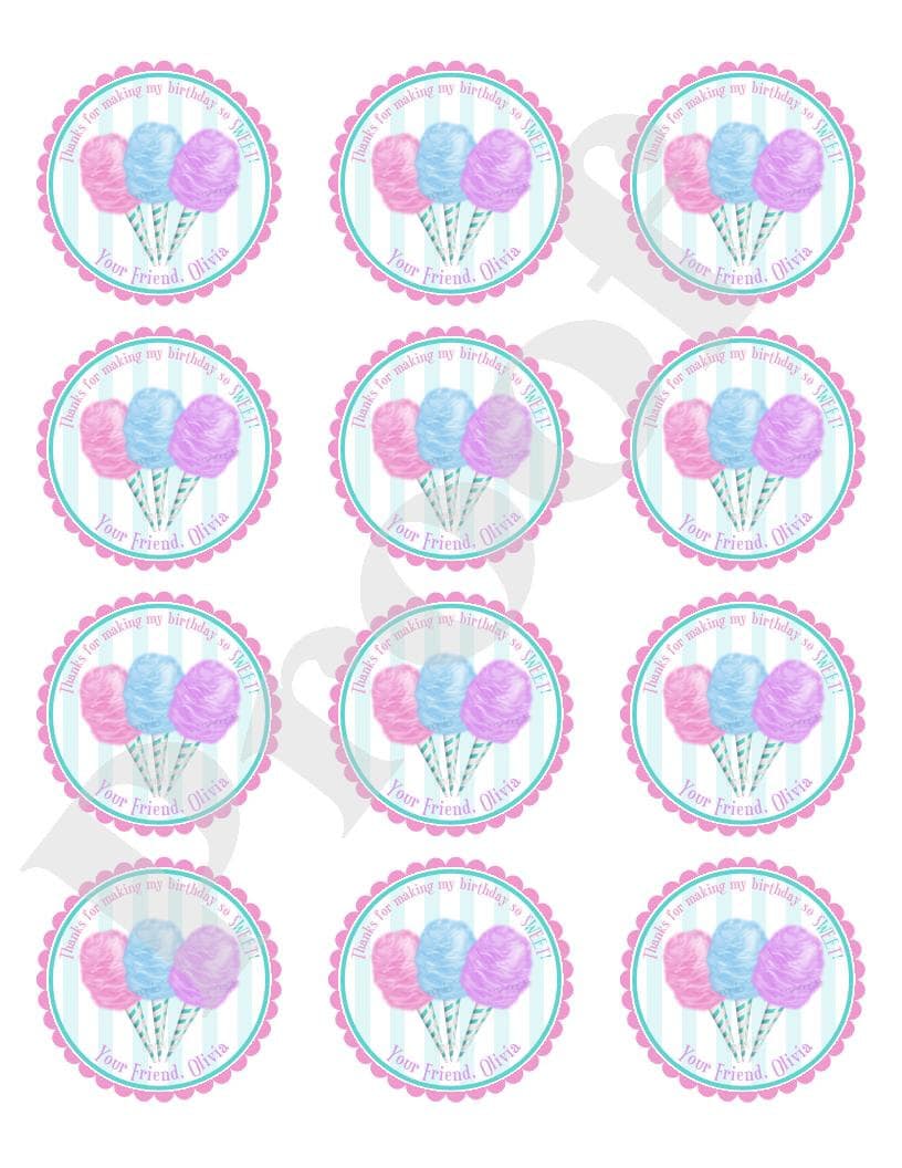Cotton Candy Stickers Cotton Candy Labels Circus Stickers Etsy Israel