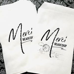 French Merci Beaucoup Favor bags, French Favor bags, Small French patisserie bag, french ephemera, Treat bag, glassine bag, french Candy bag