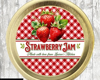 Fruit Jam canning labels, Gingham Plaid Jam Labels, Fruit Label, Strawberry Jam Canning Label, Applesauce Label, Raspberry Jam, Custom label