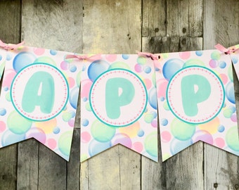 Bubble Birthday Banner, Bubble Banner, Bubble Birthday Party, Bubble Pennant banner, Bubble Party Supplies, Bubble Party wall decorations