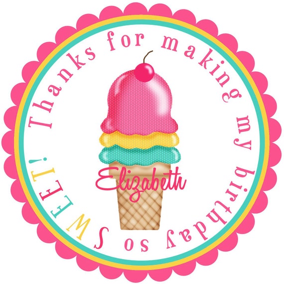 Ice Cream Stickers, Polka Dots, Ice cream party, girls, Ice cream Swirl, Ice Cream Birthday Party , Children Il_570xn