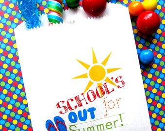 Schools out for summer , Favor bags, candy bags, Candy Buffet, Birthday party, Sweets, Treats, treat bags