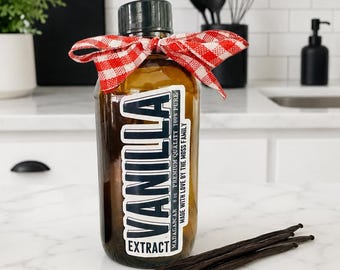Personalized Vanilla Extract Bottle Labels, Waterproof Baking Stickers, Custom Diecut Tags