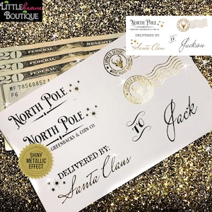 GOLD Personalized Christmas Money Envelope, Money Gift, Cash holder, Kids, Stocking Stuffer, Christmas money, Christmas Money holder