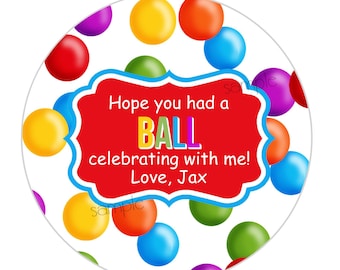 Ball Pit Party, Ball pit stickers, Gumball Stickers, Ball pit favors, gift stickers, Kids Ball pit party, Personalized stickers