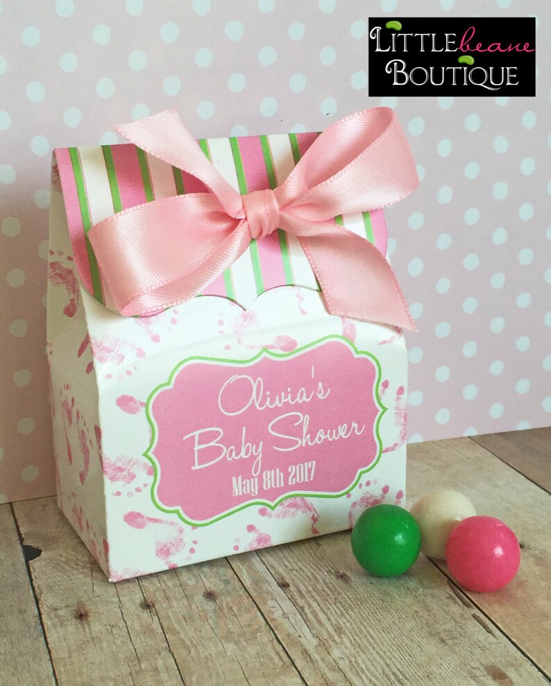 Baby Shower Favor Box Baby Girl Favor Box Baby Feet Favor Etsy