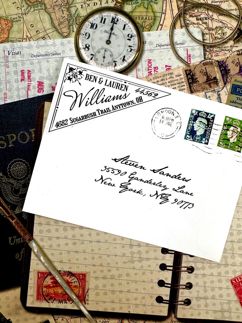 Heritage Style Return Address Labels, Triangle Return Address Label ...