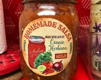 Salsa Stickers, Mild Salsa Labels, Homemade Salsa labels, Salsa Canning Labels, Salsa Mason Jar stickers, Custom, Personalized Labels