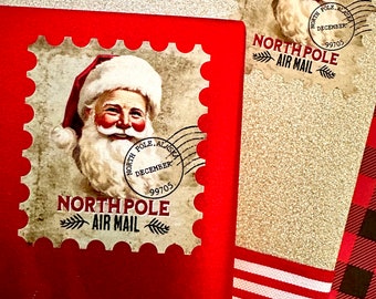 Christmas Stamp Stickers, Santa Stamp Sticker, Santa Postal Stamp, Christmas Post Mark, Santa Air Mail Stamp, North Pole Stamp Label