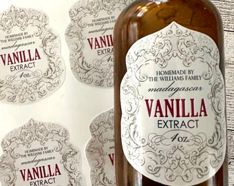Waterproof Vanilla Extract Labels, Personalized Vanilla Extract Stickers, High Quality Vanilla Extract bottle labels, Homemade Vanilla label