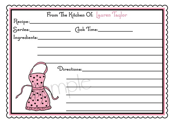 Personalized Recipe Cards, Littlebeane Cooking Apron, Cooking, Baking, Kitchen, Wedding, Shower, Hostess, Housewarming, set of 12 Il_570xn