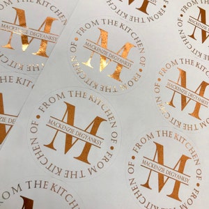 Kitchen Stickers - Baking Labels - Personalized Baking Stickers - Gold ...
