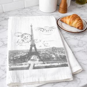 Eiffel Tower Tea Towel, French Tea Towel, Paris Hand Towel, Dish Cloth, Kitchen Decor, Flour Sack Towel, Paris Kitchen Towel