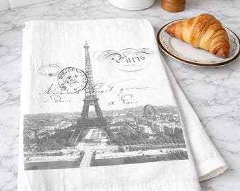 Eiffel Tower Tea Towel, French Tea Towel, Paris Hand Towel, Dish Cloth, Kitchen Decor, Flour Sack Towel, Paris Kitchen Towel