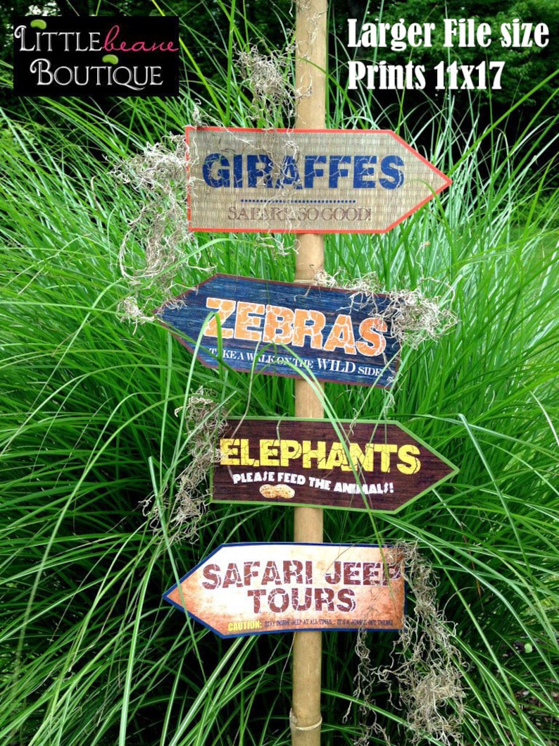 Printable Jungle Signs Diy African Safari Party Signs Etsy