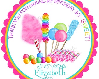 Candy Stickers, Candy Circus,Sweet shop, Birthday party, Candy, Lollipop, Gumballs,Birthday, Children, Labels, favor,