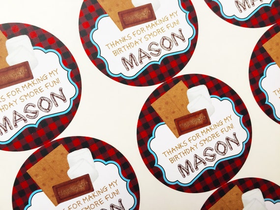 Smores Stickers S More Camping Birthday Party Camp Out Etsy