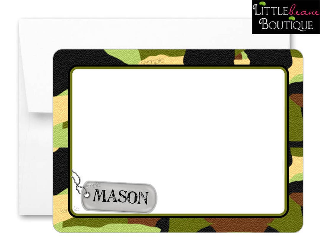Camo Notecards, Camo Stationery,boys, Army Birthday Party,flat ...