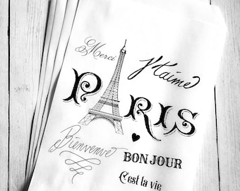 Paris Eiffel Tower Glassine Favor Bags, French Themed Party Treat Bags