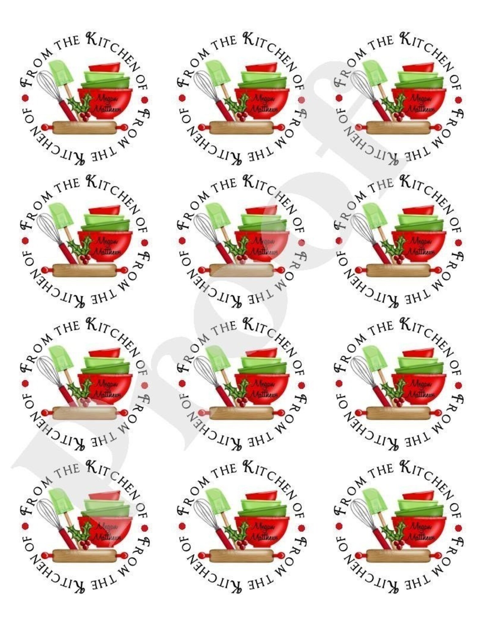 Personalized Christmas Stickers Baking Labels Rolling Pin - Etsy
