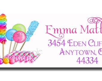 Candy Return Adress Labels, Candy Circus, cupcake, lollipop, candy, Address Labels Children