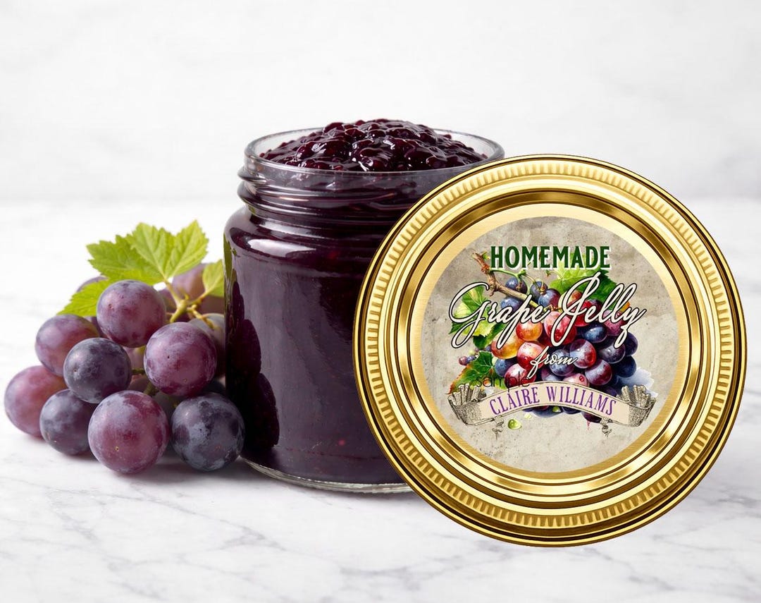 Personalized Grape Jelly Canning Labels, 2 Inch Round Fruit Jam ...