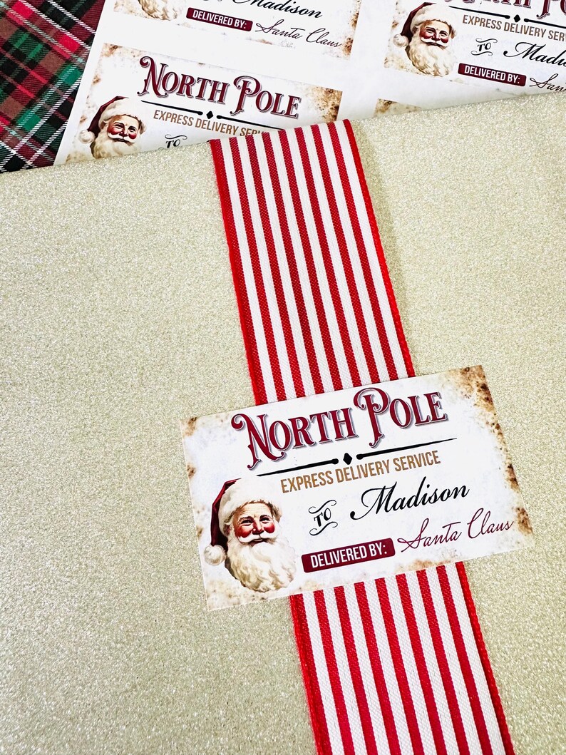 Personalized Santa Stickers, Santa Labels, Christmas Delivery Labels