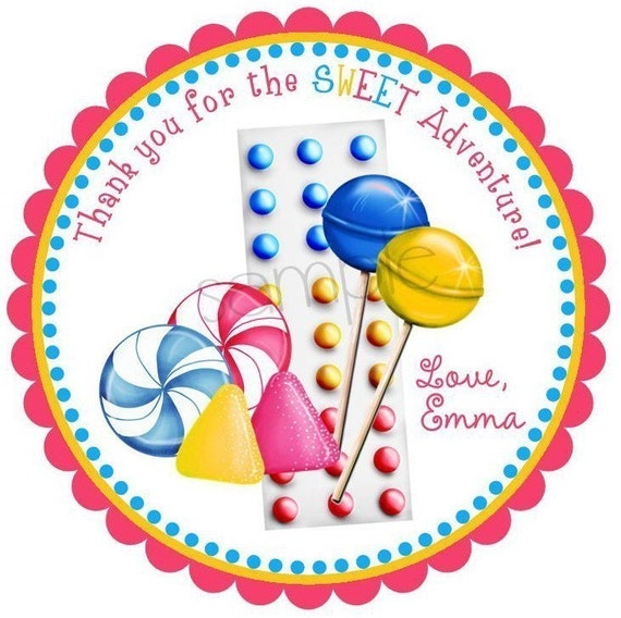 Candy Party Stickers - Lollipop Stickers - Candy Favor Labels - Treat Bag Stickers Il_570xn