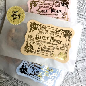 Baking Stickers - Baking Labels - Personalized Baking Stickers - Fancy Gold Labels - From the Kitchen of - Metallic Baking Labels