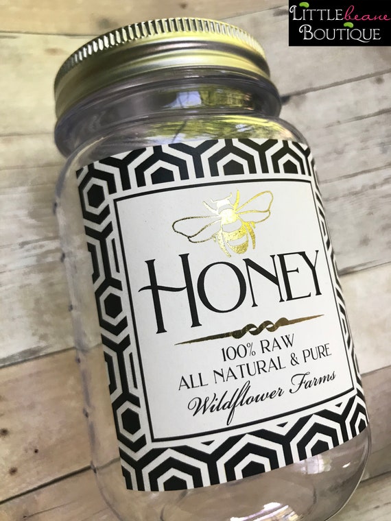Custom Honey Labels, Metallic Gold Honey Stickers, Gold Honey Bee labels, personalized, Canning labels, honeybee Jar Labels Il_570xn