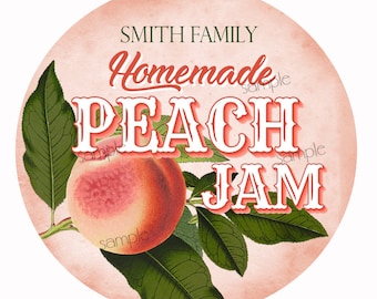 Peach Jam Stickers, Canning Labels, Peach jelly, Peach Apricot Preserves, mason jar labels, personalized, Fruit labels, Kitchen stickers
