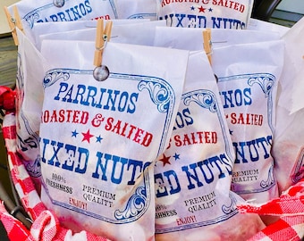 Personalized Nut Bags, Homemade Nuts Glassine bags, Nut Sack,  Nut favor bags, Western party bags, Cowboy Treat bags, Personalized Nut Sacks