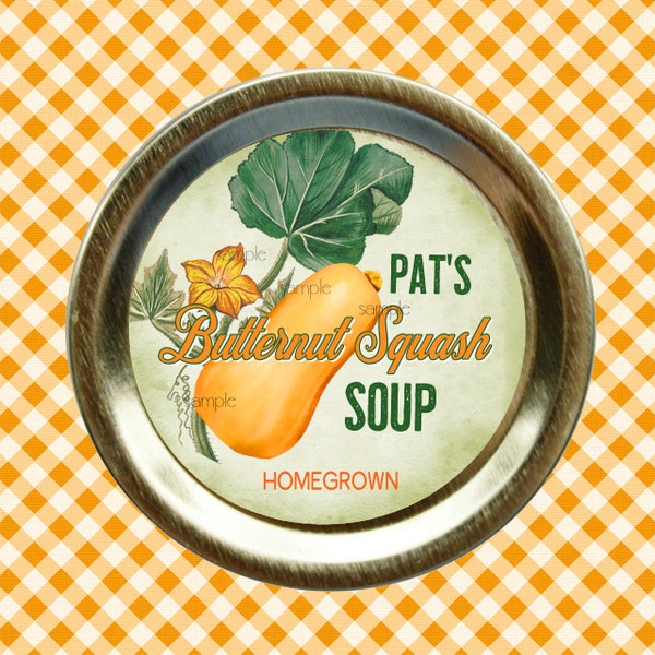 Butternut Squash Soup Canning Labels - Squash Jar Labels - Pumpkin squash Canning stickers - mason jar labels - personalized canning labels