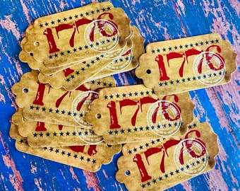 4th of July Tags, Independence Day Gift Tags, Primitive Americana, 4th of July Americana, 1776 Tags, Vintage 4th of July Party Favor Tags