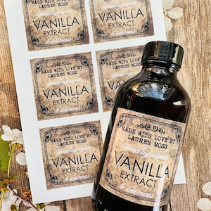 Vanilla Extract Labels, Personalized Vanilla Extract Stickers, Custom Extract bottle labels, Homemade Vanilla labels, Printed Labels