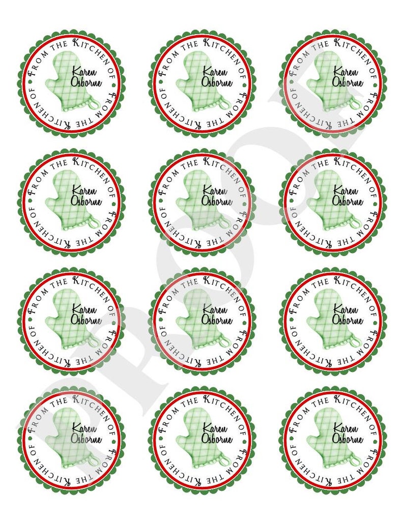 Personalized baking labels, kitchen baking stickers, custom baking labels, kitchen stickers, Oven Mitt Labels, Homemade by, Baked with Love green/red