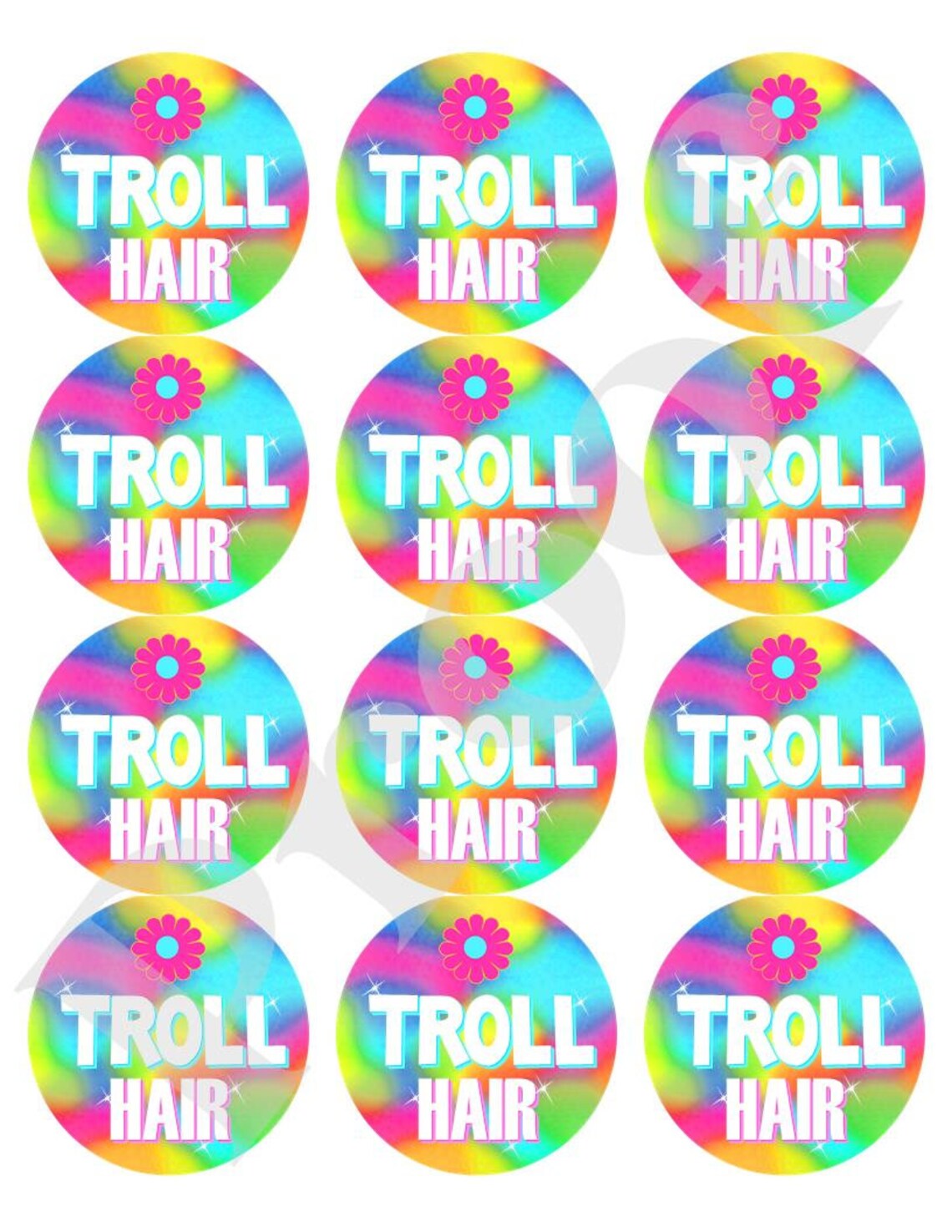 Troll Stickers Troll Hair Troll labels Rainbow Troll Etsy
