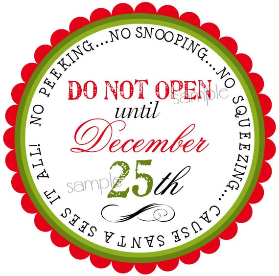Personalized Christmas Stickers, Do Not Open Till Christmas, Santa ...