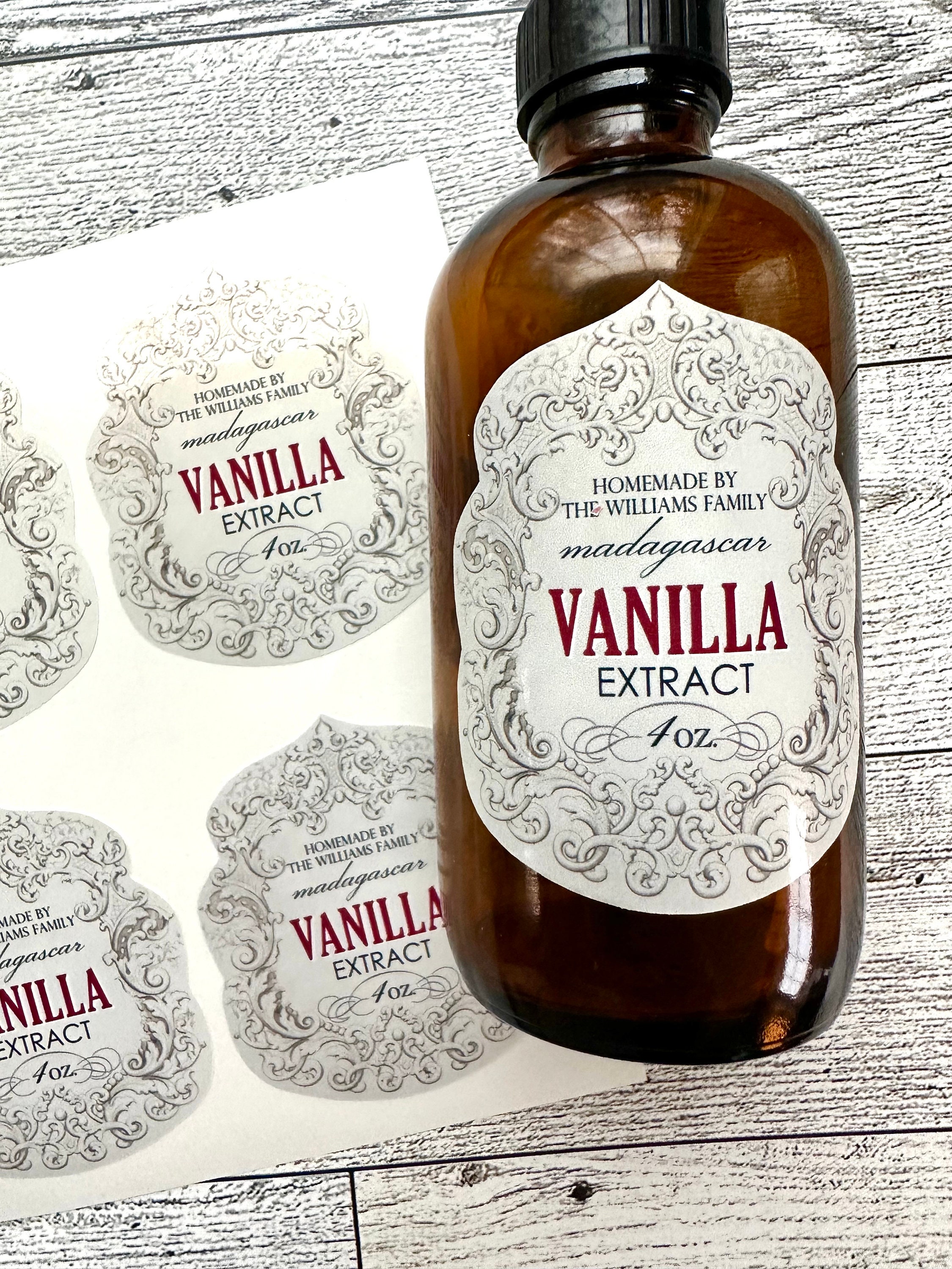 Waterproof Vanilla Extract Labels, Personalized Vanilla Extract ...
